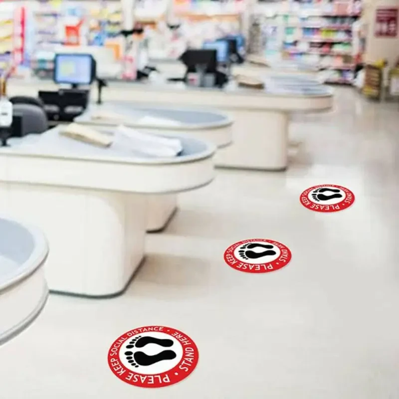 10 Pcs Social Distancing Floor Vinyl Sticker,1.5M Distance, Floor Sticker Decal