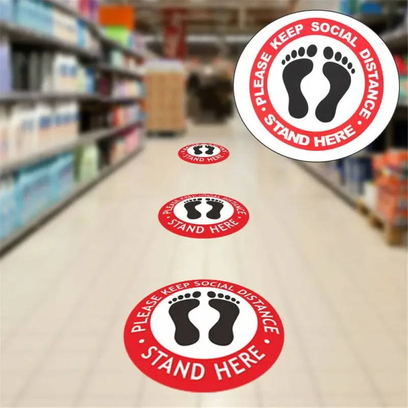 10 Pcs Social Distancing Floor Vinyl Sticker,1.5M Distance, Floor Sticker Decal