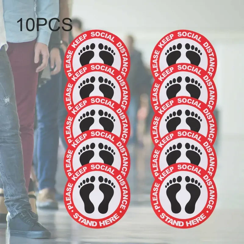 10 Pcs Social Distancing Floor Vinyl Sticker,1.5M Distance, Floor Sticker Decal