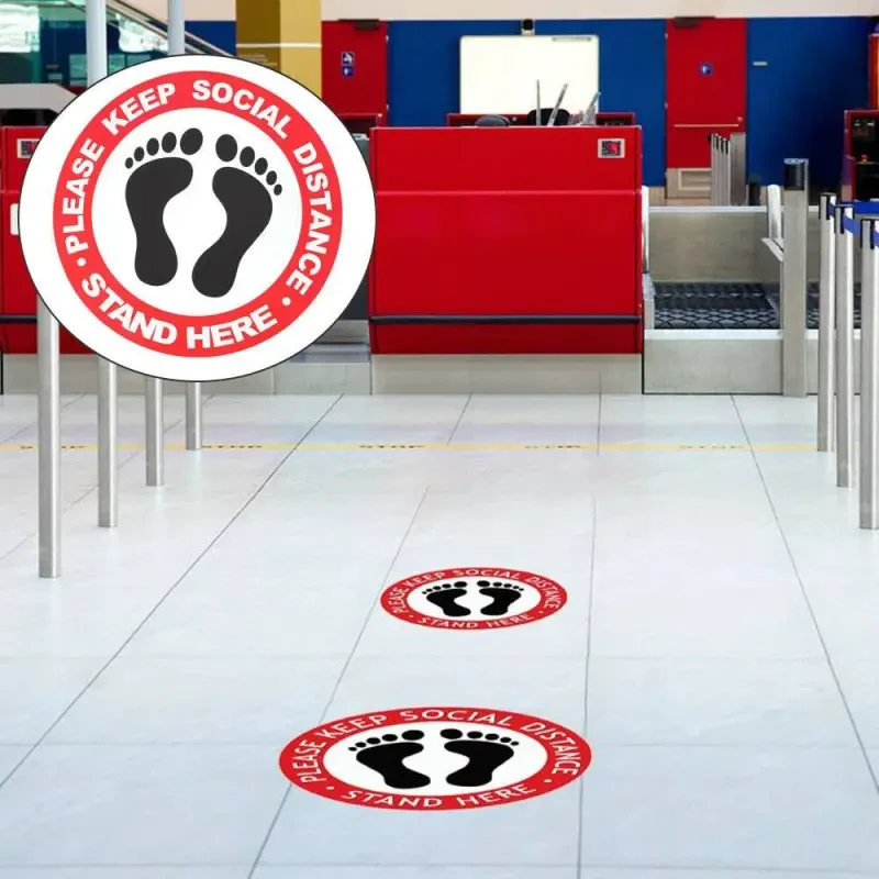 10 Pcs Social Distancing Floor Vinyl Sticker,1.5M Distance, Floor Sticker Decal