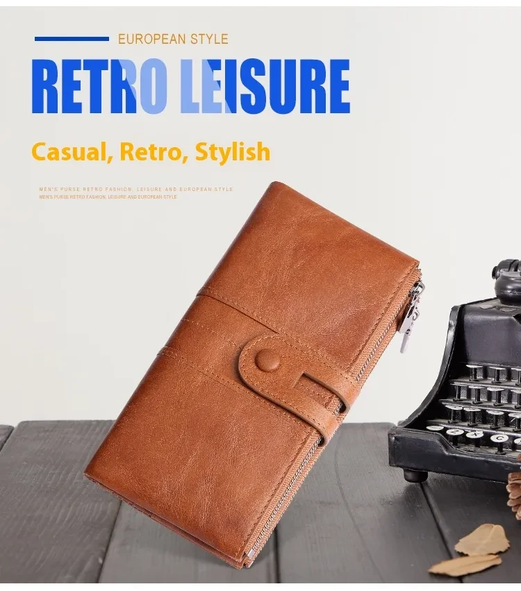 Retro Women's Leather Wallet Fashionable RFID Long Wallet for Style and Security