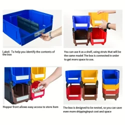 24pcs Gray Stackable Plastic Storage Box,