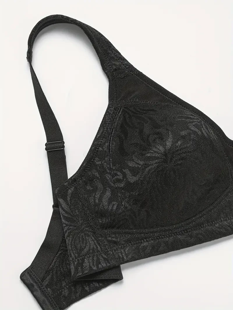 Women's Plus Floral Lace Full Cover Non Padded Soft Bralette