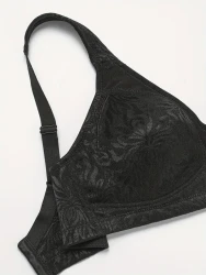 Women's Plus Floral Lace Full Cover Non Padded Soft Bralette