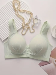 5pcs Front Buckle Wireless Bra, Comfy & Breathable Push Up Bra,