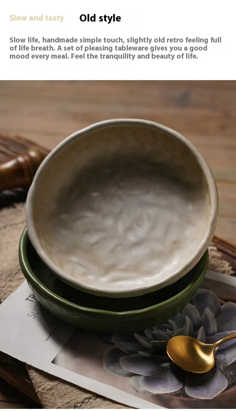 Creamy-white Ceramic Deep Plates Edge Protection Ceramic Soup Plate Bed Bowl