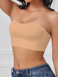 Solid Color Front Closure No Padded Strapless Bra