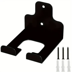 1pc Modern Matte Black Metal Wall-Mounted Tool Rack for Garden Trimmers