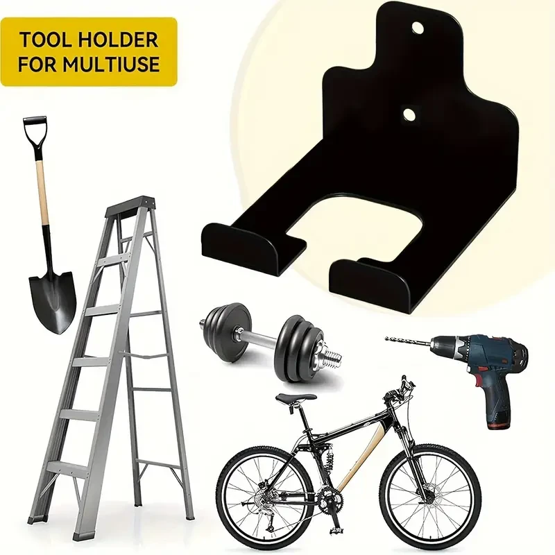 1pc Modern Matte Black Metal Wall-Mounted Tool Rack for Garden Trimmers
