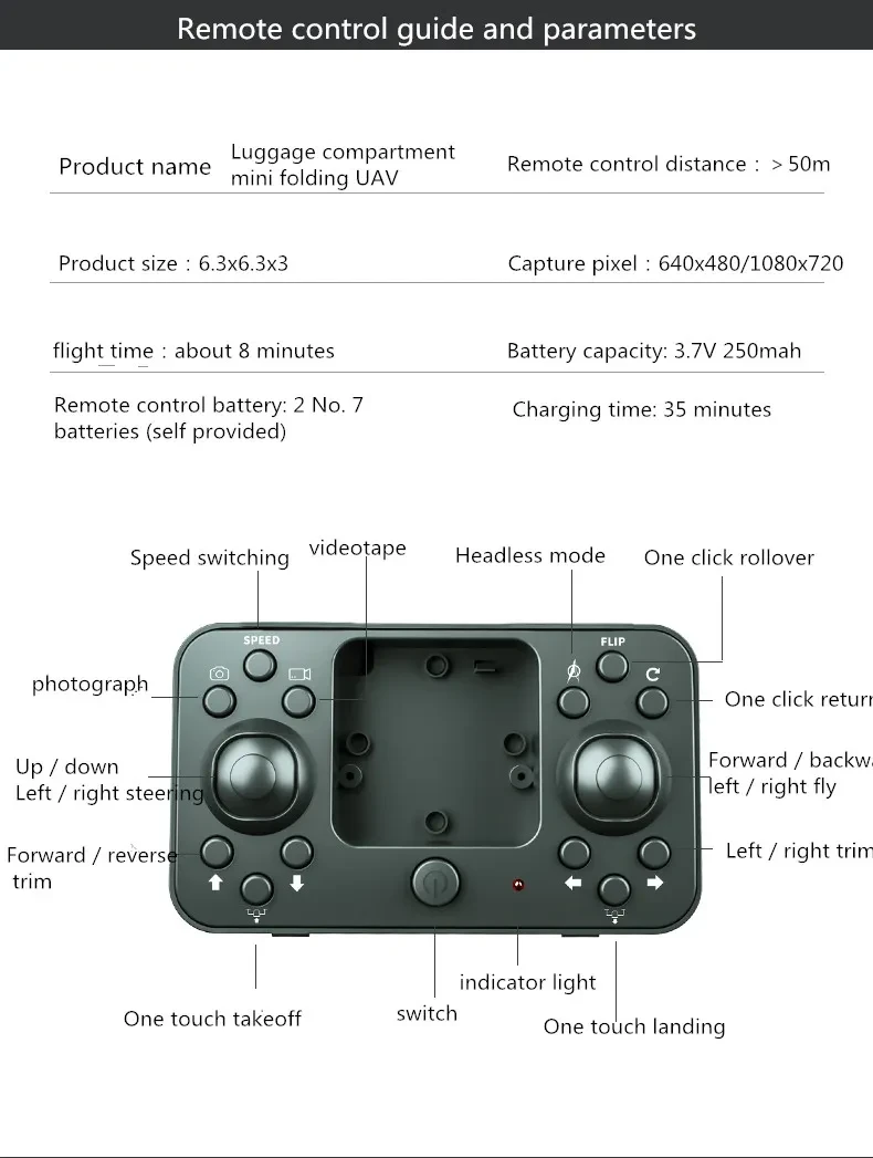 New Luggage Box Storage Box Folding Mini UAV Aerial Photography Remote Control Four Axis Children's Toys Drone
