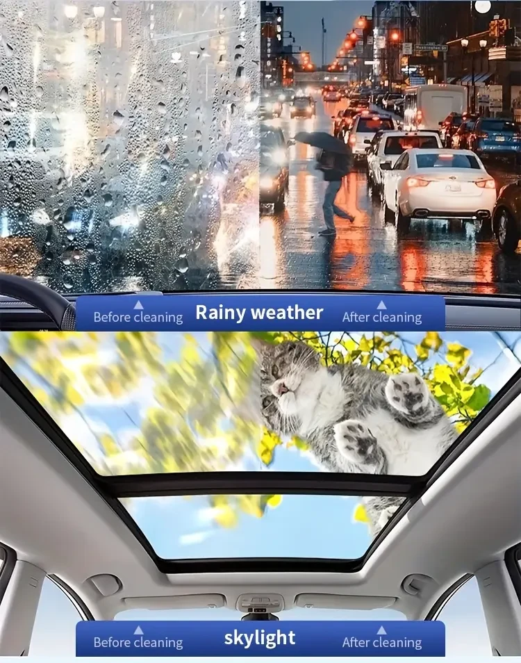 Windshield cleaning and oil film removal