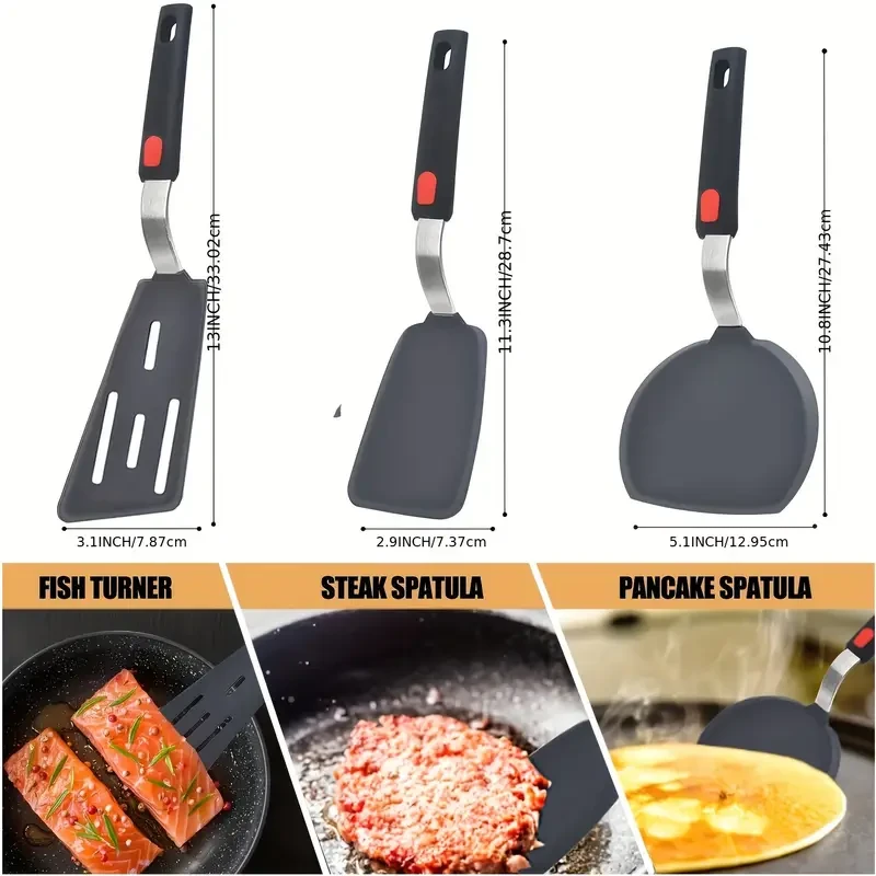 3pcs, Silicone Spatula, Turner Set,