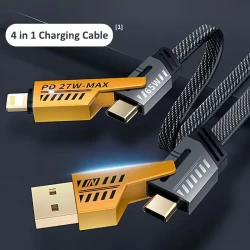 Four-In-One PD65W Fast Charging Mech Data Cable Dual Type-C
