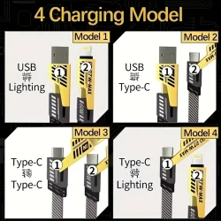 Four-In-One PD65W Fast Charging Mech Data Cable Dual Type-C
