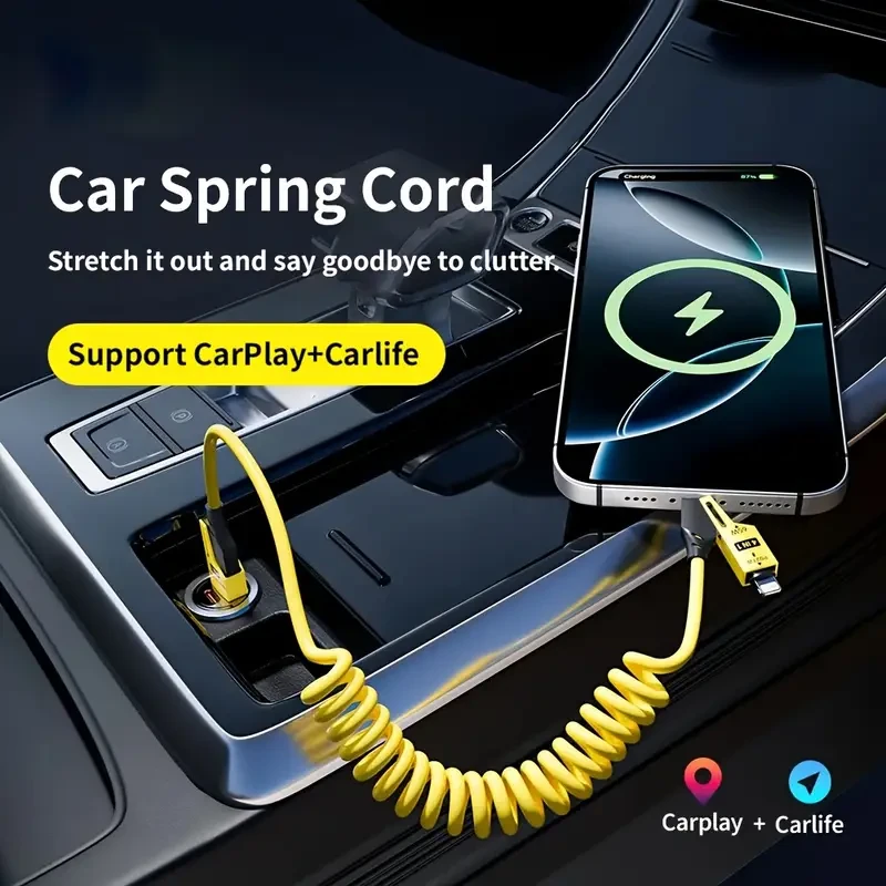 65W Multifunctional Four-in-One USB-C Retractable Cable,