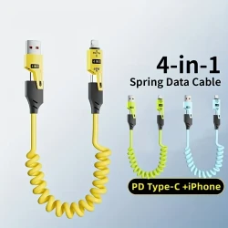 65W Multifunctional Four-in-One USB-C Retractable Cable,