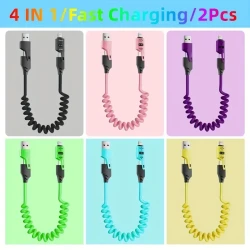 2pcs/65W Universal 4-In-1 High-Speed Charging Data Cable