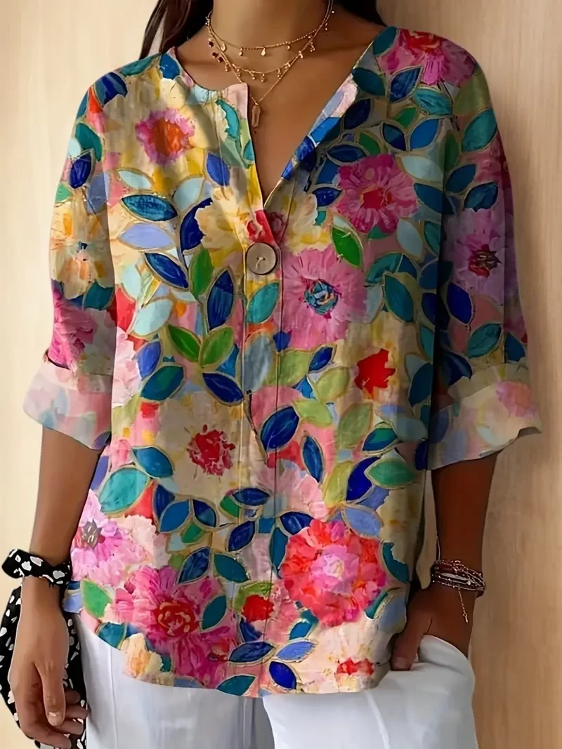 Women'S Lightweight Quick-Dry Floral Print Blouse