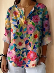 Women'S Lightweight Quick-Dry Floral Print Blouse