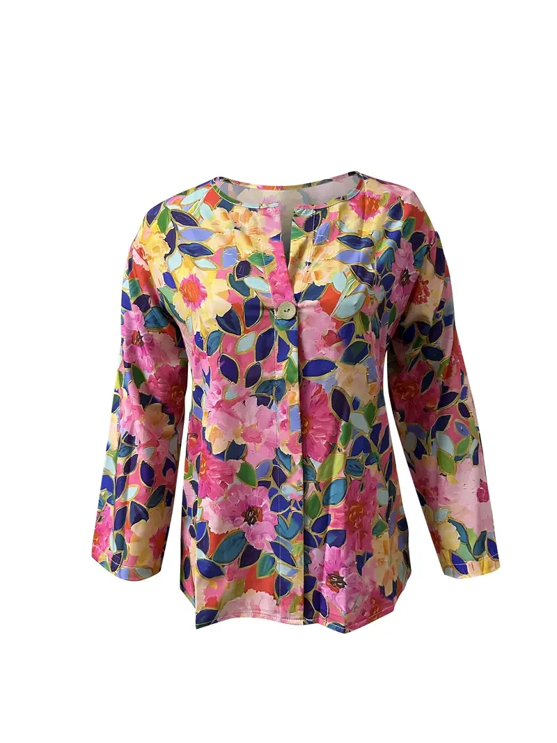 Women'S Lightweight Quick-Dry Floral Print Blouse