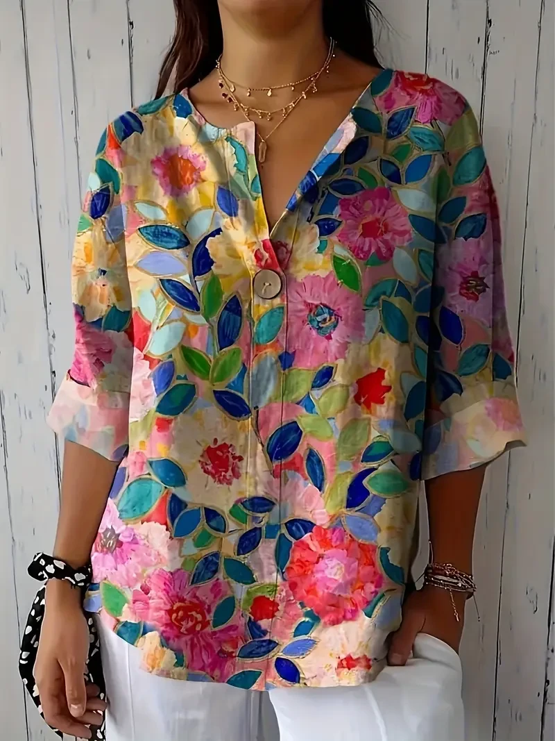 Women'S Lightweight Quick-Dry Floral Print Blouse