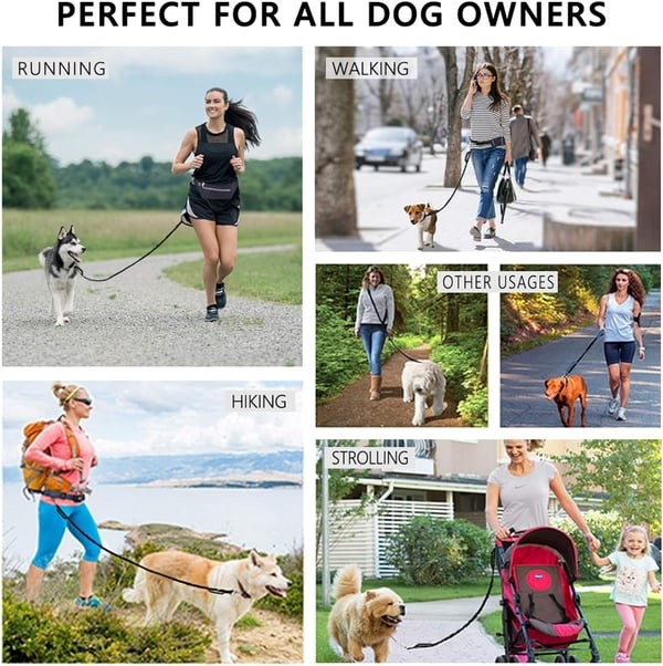Hands Free Dog Leash with Zipper Pouch