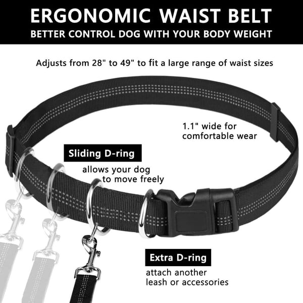 Hands Free Dog Leash with Zipper Pouch