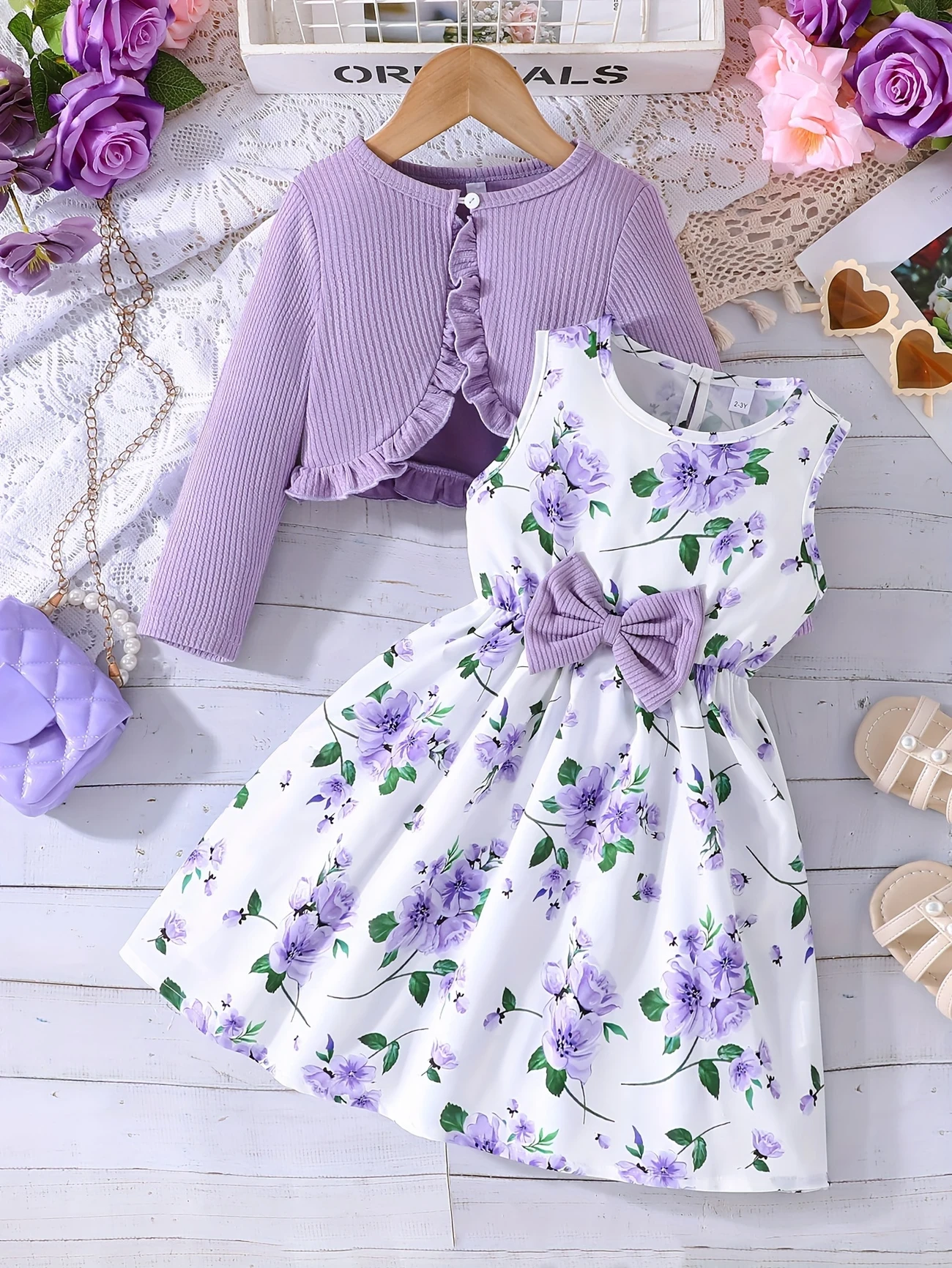 Girls' Flower Print Casual Vest Dress