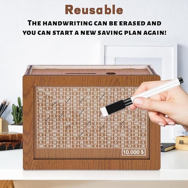 Cash Vault Wooden Savings Box