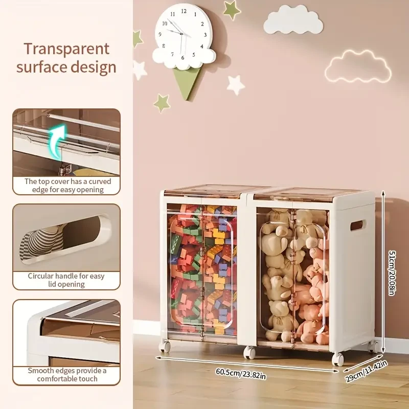 Life Proclamation 1-Pack Transparent Storage Cabinet with Wheels Large Capacity High Quality Plastic Organizer for Indoor/Outdoor Use
