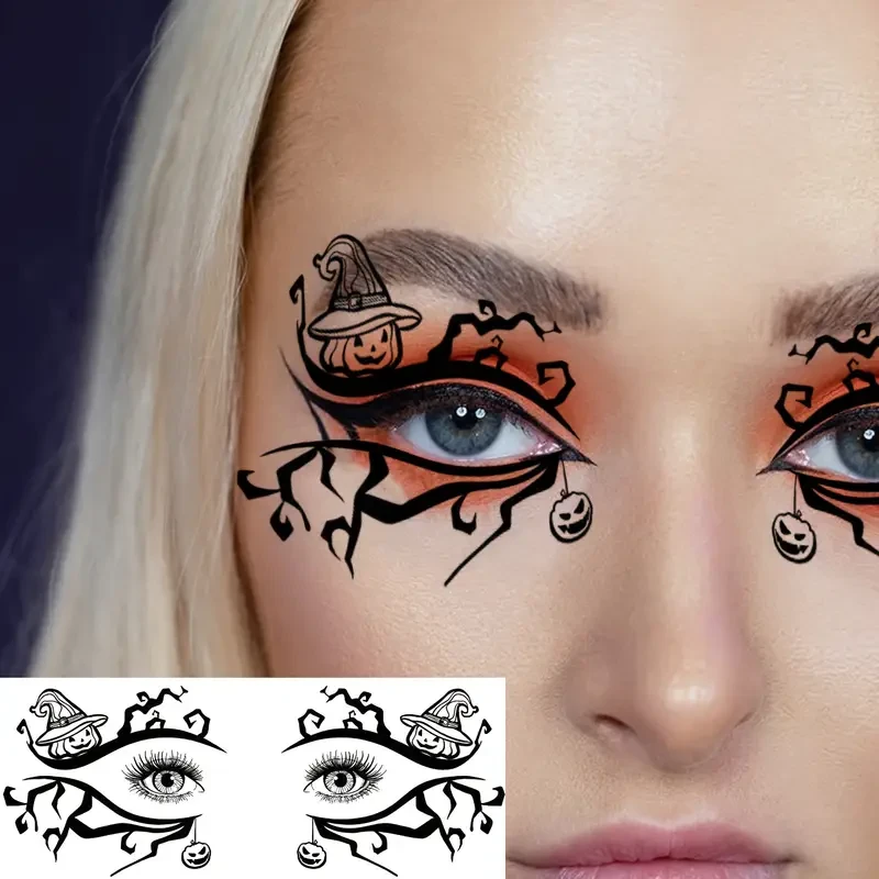 10 Sheets Around Eye Corner Eyelid Temporary Tattoos Realistic Fake Eye Tattoo Stickers for Women & Men, Long-Lasting Halloween Witch Makeup