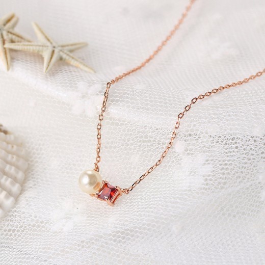 Women's natural pearl garnet rose gold jewelry