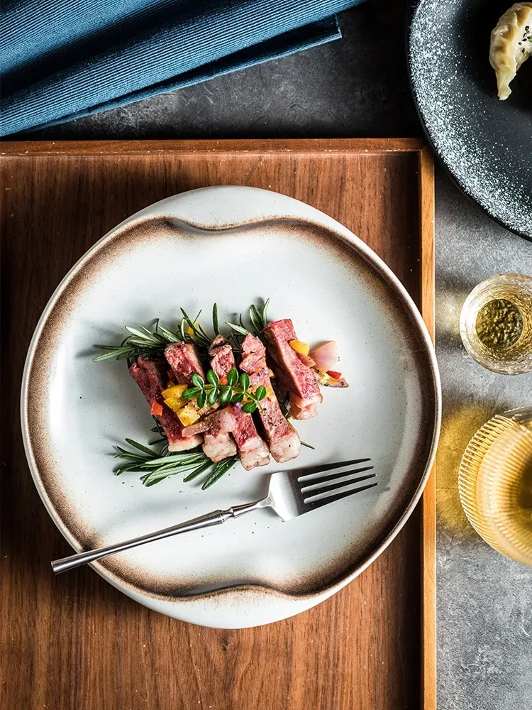 Home Creative Binaural Western Food Large Size Ceramic Plate