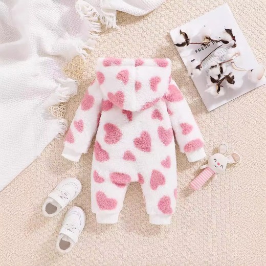 Toddler And Baby Long Sleeve Long Leg Jumpsuit Cute Hooded Outer Wear Romper