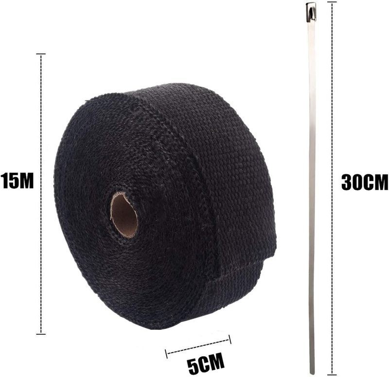 15m Exhaust Header Wrap+6 Stainless Steel Ties