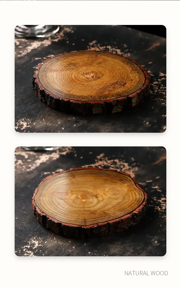 Circular Natural Wooden Pile Thermal Insulation Dining Table Anti-skid Mat