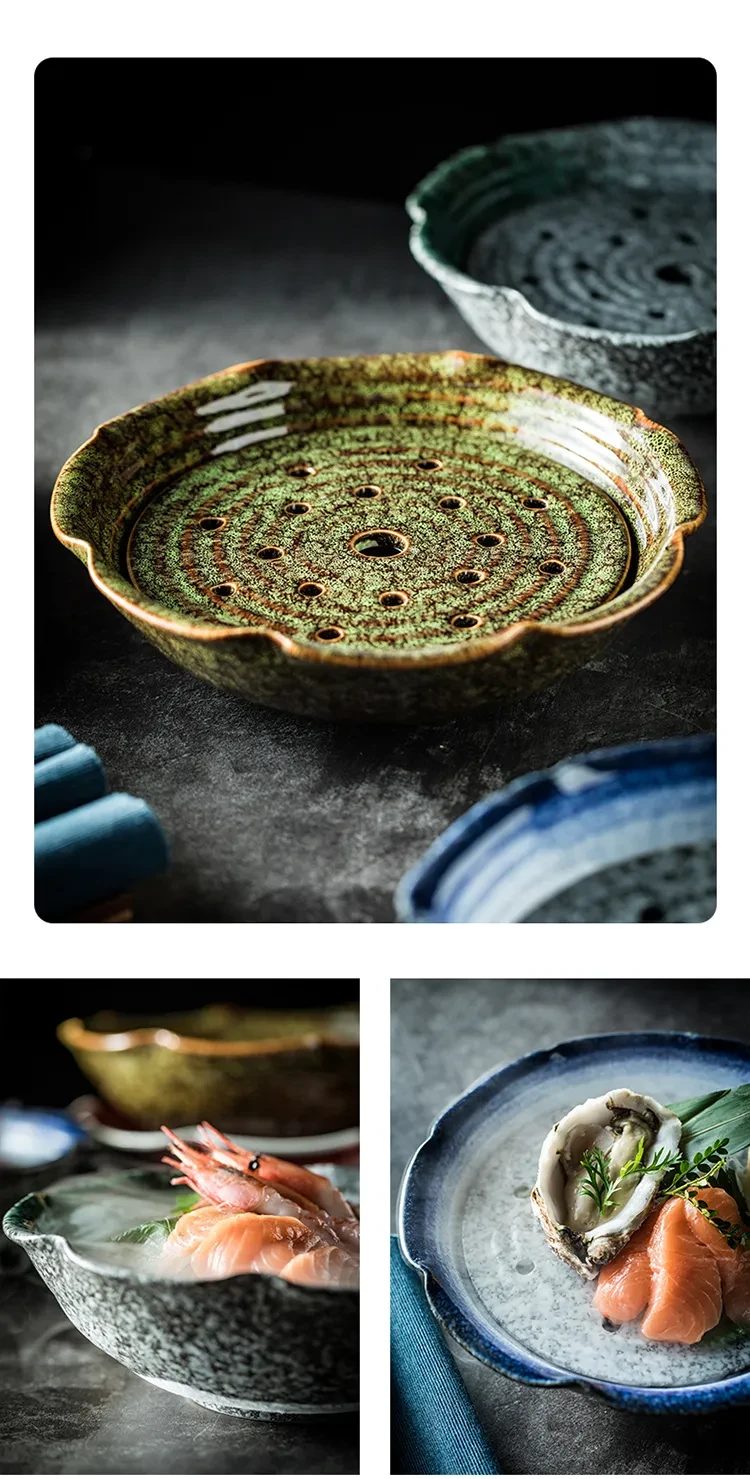 Dry Ice Sashimi Plate Seafood Ceramic Plate