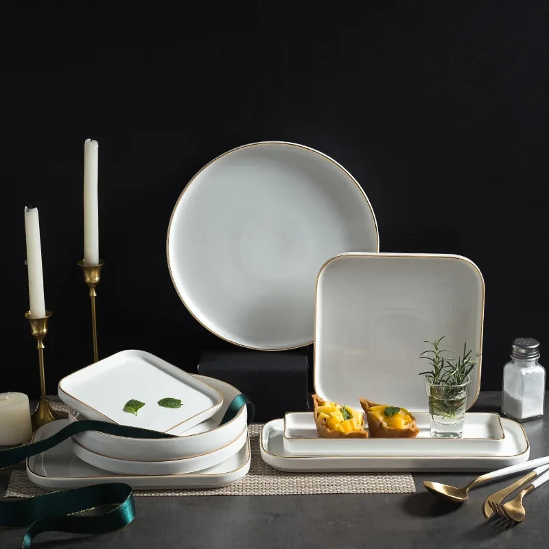 Nordic Gilt Edged Ceramic Western Dish