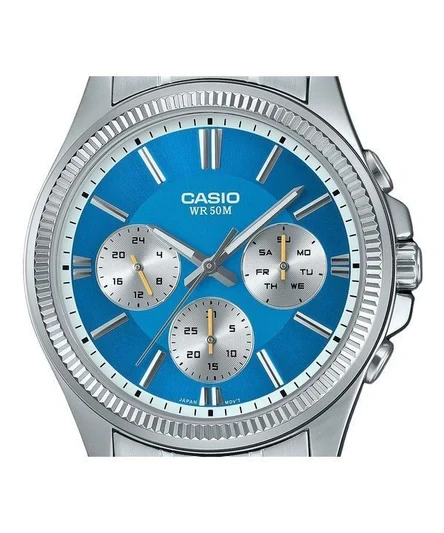 Casio Enticer Analog Stainless Steel Ice Blue Dial Quartz MTP-1375D-2A2 Mens Watch