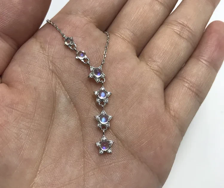 Natural Blue Moonstone Star Meteor Pendant Natural Blue Moonstone Star Meteor Pendant