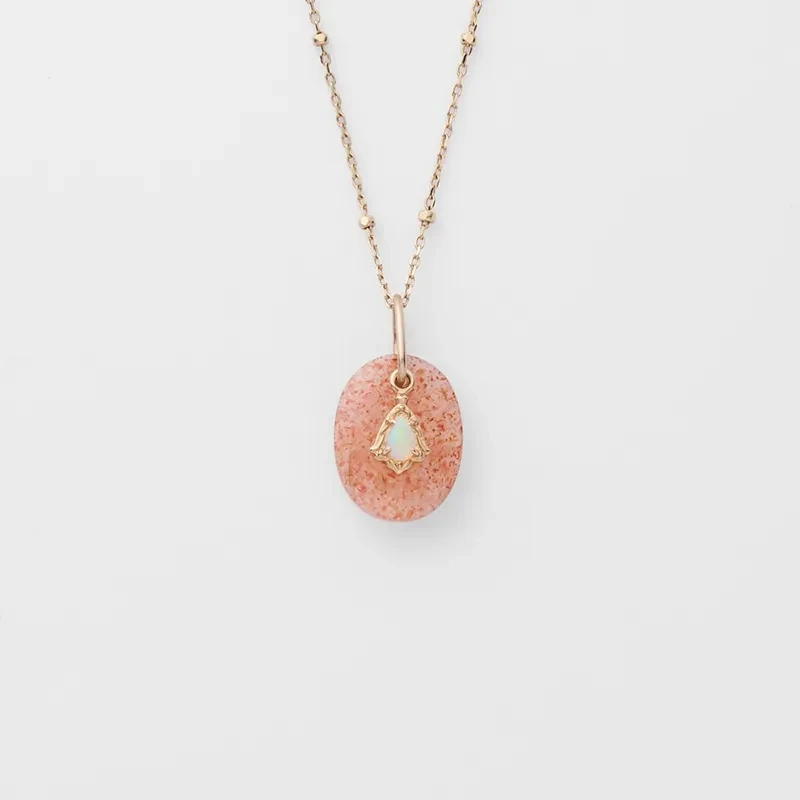 Natural Strawberry Crystal Gemstone Pendant Female 925 Sterling Silver Gold Plated Pendant
