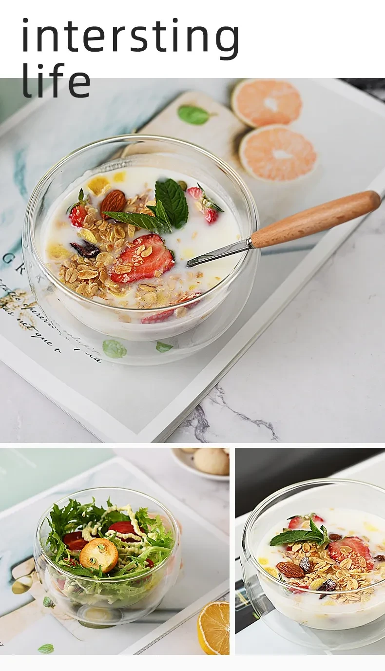 Heat Resistant Household Japanese Double-layer Glass Bowl