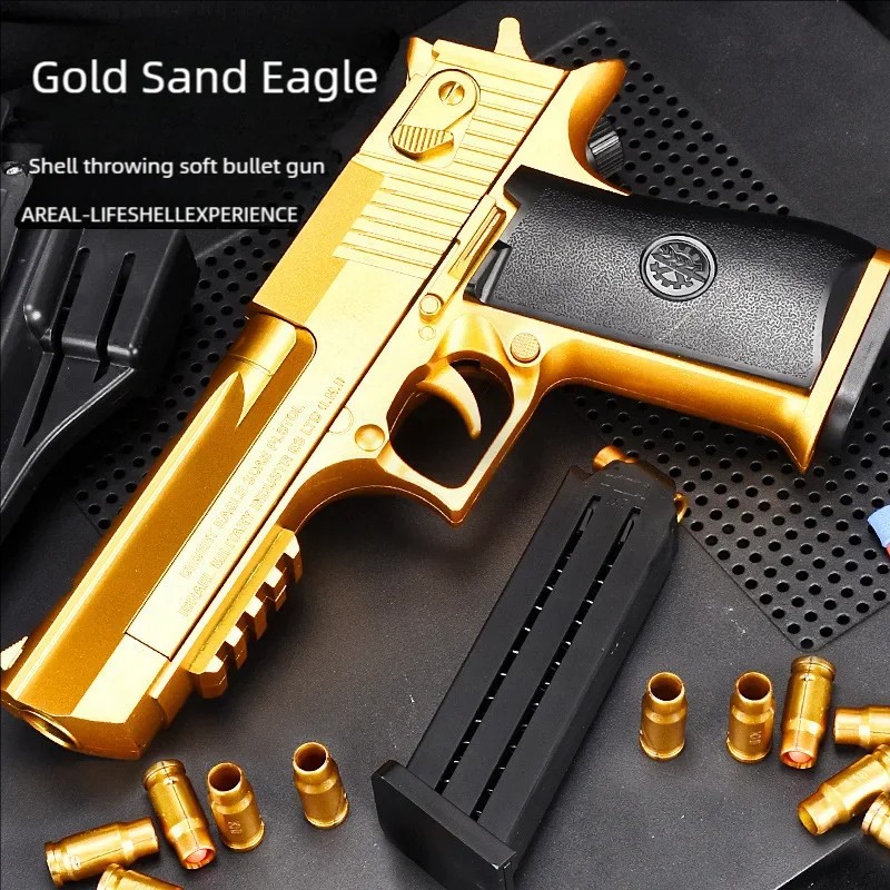 Outdoor Toy Pistol  Gold Desert Eagle, Spring-Loaded M1911
