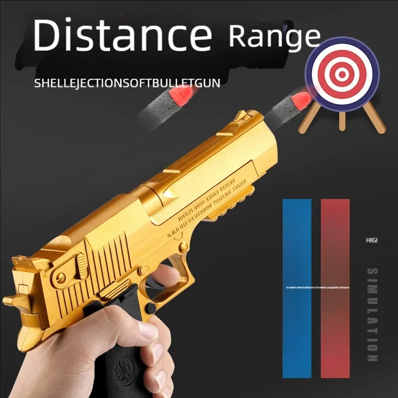 Outdoor Toy Pistol Gold Desert Eagle, Spring-Loaded M1911