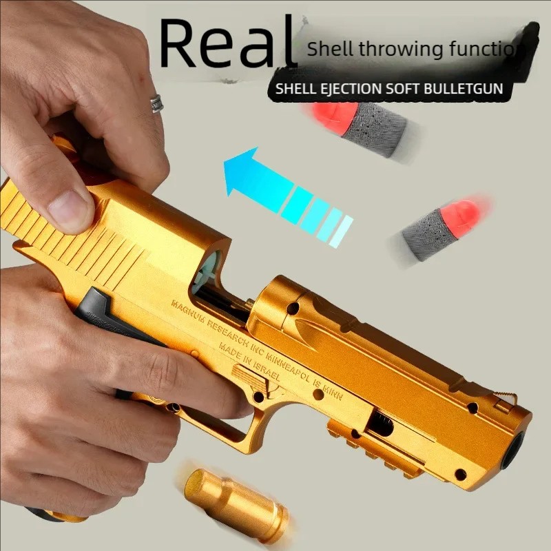 Outdoor Toy Pistol Gold Desert Eagle, Spring-Loaded M1911