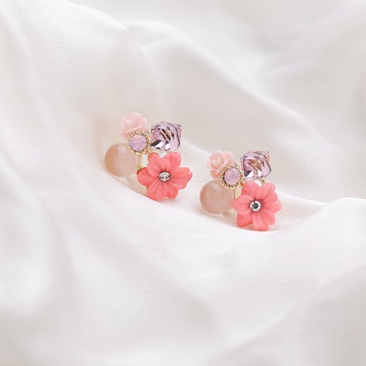 Wild Rose Bouquet Stud Earrings Geometric Purple Wild Flower