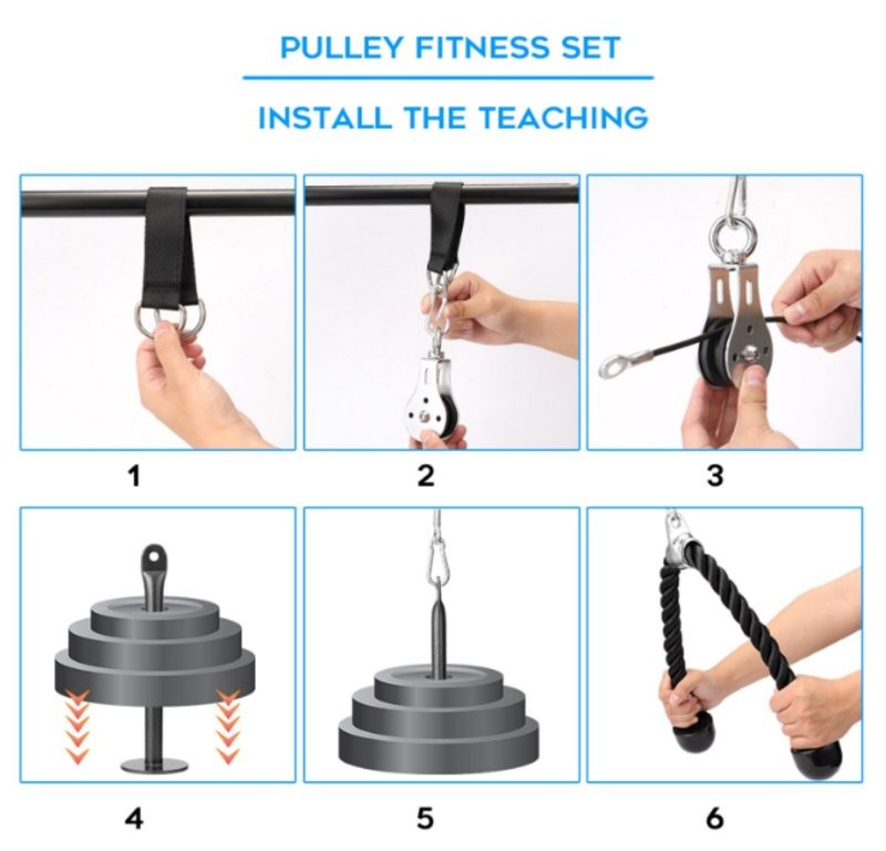 Fitness Pulley Cable System Biceps Triceps Home Gym Strength Training