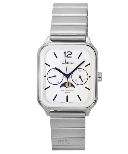 Casio Standard Analog Moon Phase Silver Dial Quartz MTP-M305D-7A Men's Watch