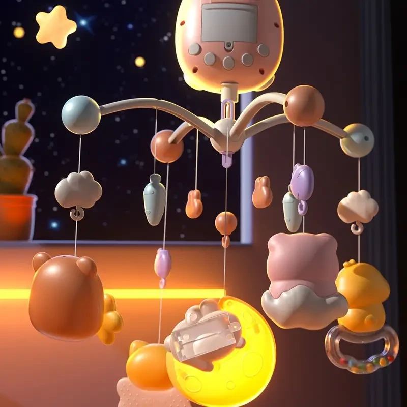 Set Of Cute Rabbit Bed Bells With Music And Teething Pendants Suitable For Newborns