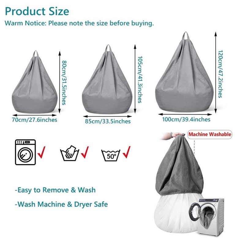 Bean Bag Chair Cover Sofa Cushion Outdoor Waterproof Blue